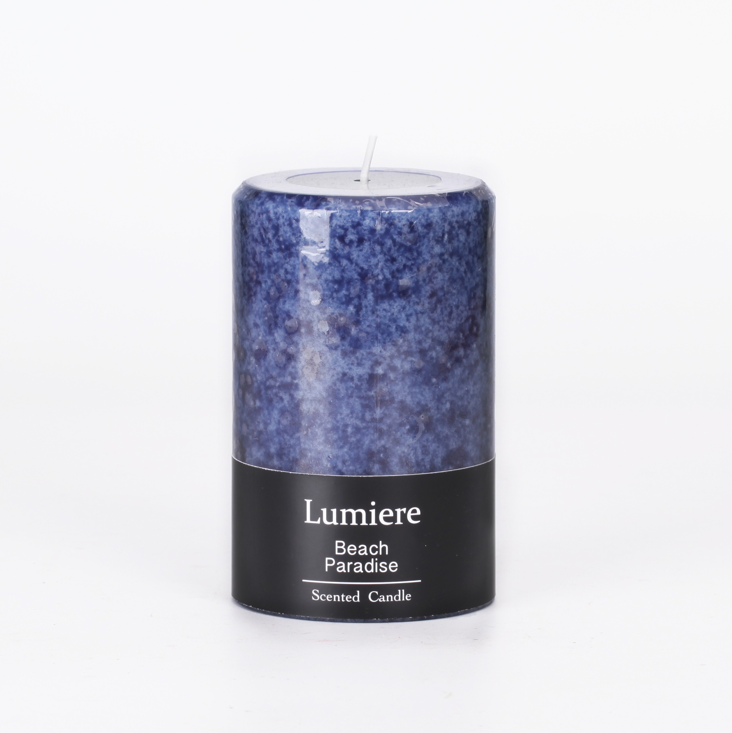 snowflaked pillar candle